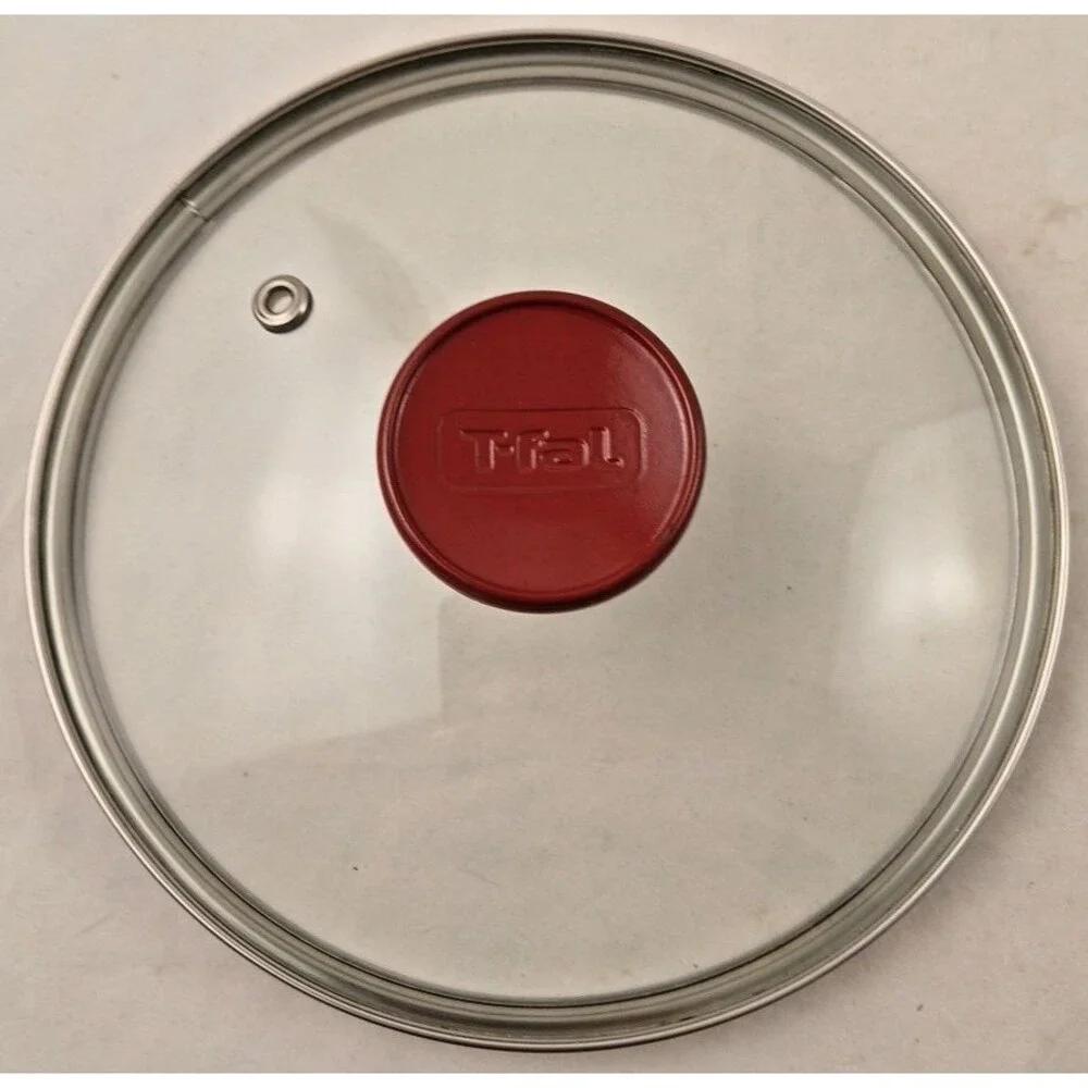 T-Fal Red Knob Glass Vented Replacement Lid Only-Inner Appx 6 3/4, Outer Appx 7